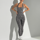 Women's seamless leopard print halter jumpsuit