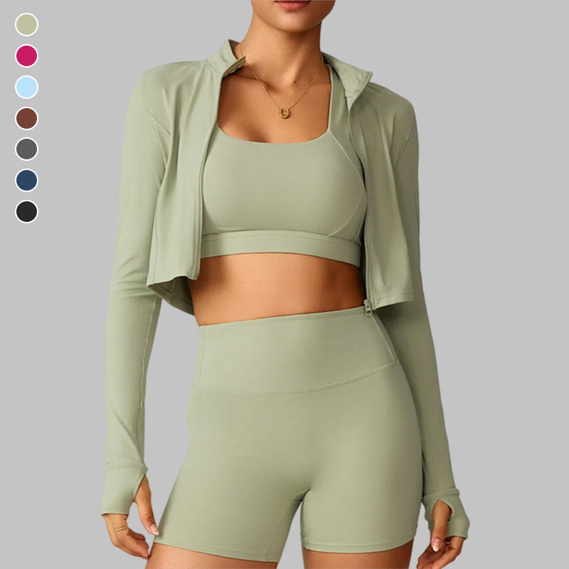 Cropped Thumbhole Jacket & Square Neck Bra