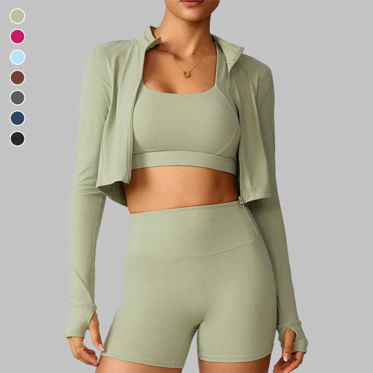 Wholesale Cropped Thumbhole Jacket & Square | Wonderxfans bulk activewear