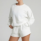 Wholesale solid color long sleeved sweatshirt+shorts set