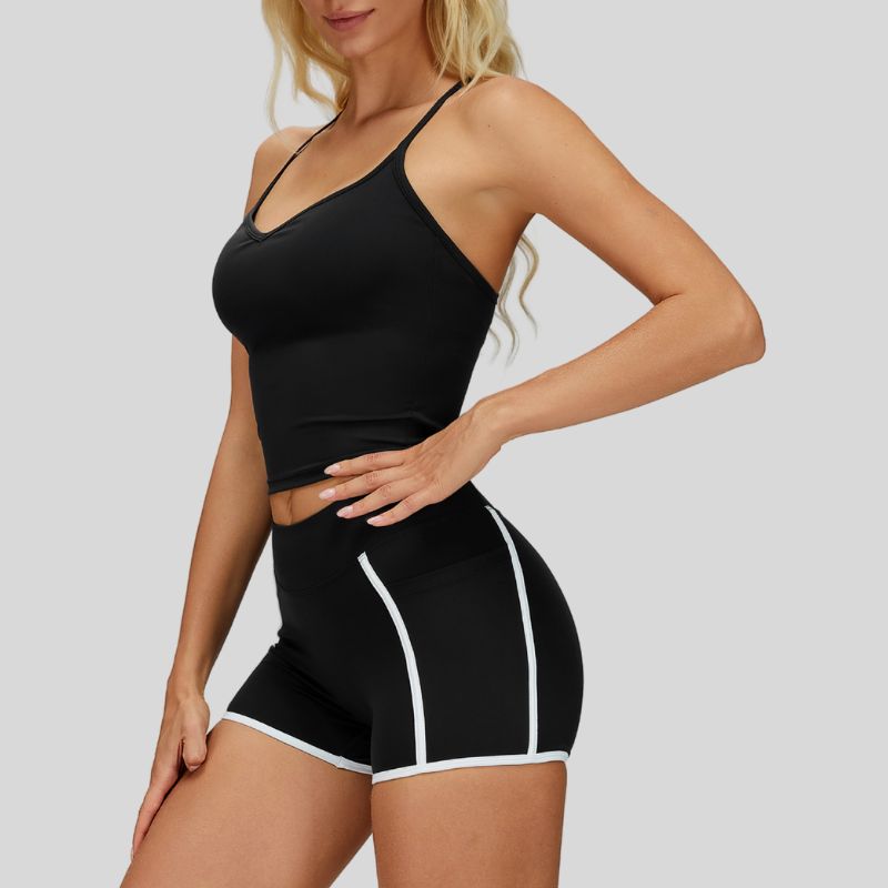 Beautiful Back Slimming Tank top+Contrasting Fitness Shorts 2-piece set