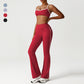 Cross-Back Color-Blocked Bra + Butt-Lifting Flared Pants 2-Piece Set