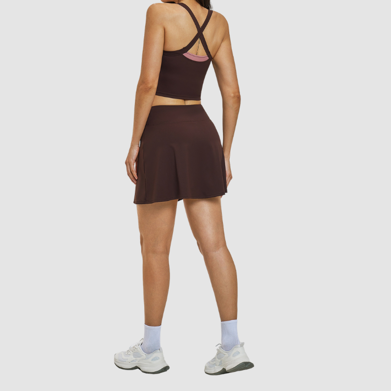 Wholesale solid color vest+short skirt quick drying tennis set