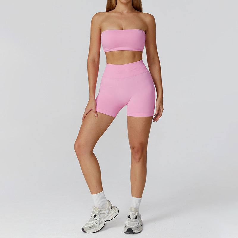 Tubo sem costura Sport Bra + Shorts de cintura alta