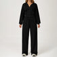 LOOSE HOODED AND FULL ZIPPER SWEATSHIRT + DRAWSTRING SWEATPANTS 2 PIECES SET