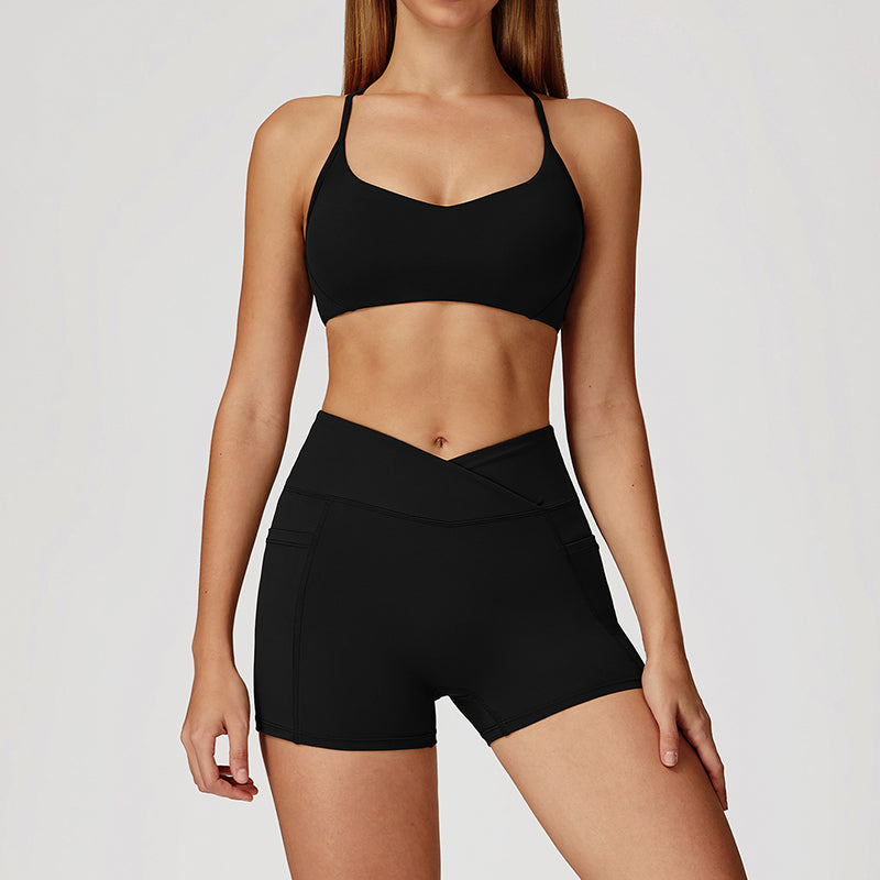 Thin Straps Bra + Butt-Lifting Shorts 2-Piece Set