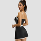 Wholesale Women's Linear Design Sports Bra & Mini Skirt Yoga Set w/ Chest Pad