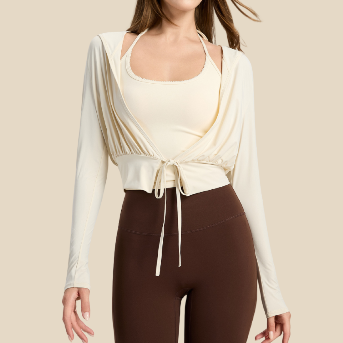 Women's Activewear Loose Long-Sleeve Open-Front Yoga Cover-Up