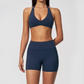 Wholesale Women's Halter Neck Yoga Set – Padded Bra & High-Waist Shorts Activewear