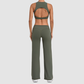 Wholesale Women's Sleeveless Yoga Set – Tummy Control Butt-Lifting Flare Pants 1081+9089