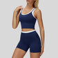 Two-piece contrasting sports tank top+sports shorts 2-piece set