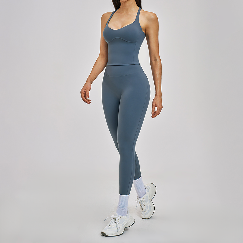 Wholesale Cross Back Tank Top+High Waist Legging 2-piece Set