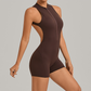 Wholesale Half zip Integrated hip lifting jumpsuit