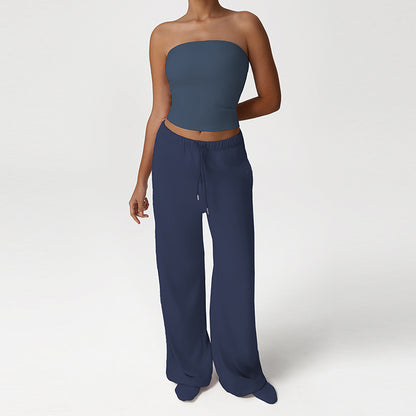 Snug-Fit Bandeau + Loose Sports Pants 2-Piece Set