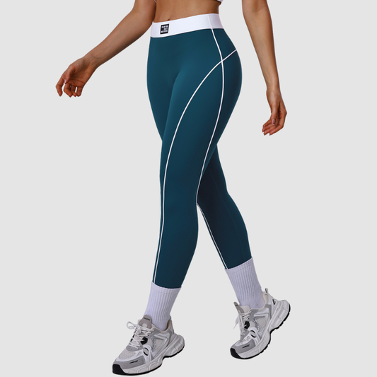 Wholesale color-block leggings with contrasting waistband | Wonderxfans bulk activewear