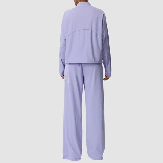 Wholesale Women’s Waffle Knit Active Set – Stand-Collar Long Sleeve & Pants