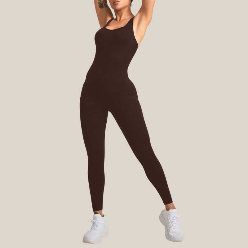 Seamless stretchy yoga bodysuit sports fitness jumpsuit