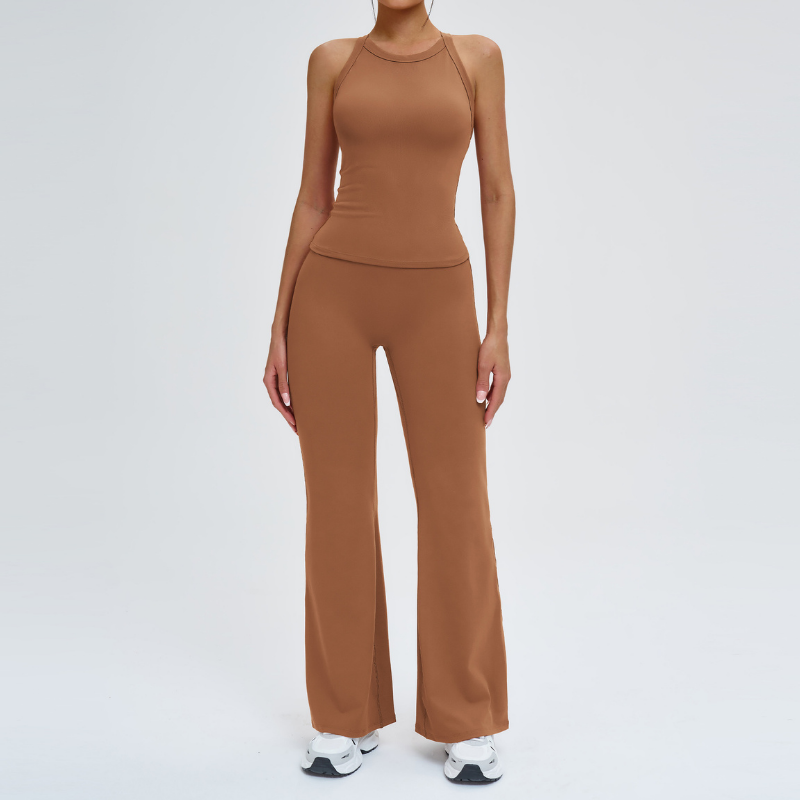 Wholesale criss-cross back vest + flared pants