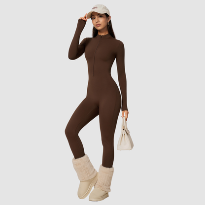Wholesale Women's Fleece-Lined Yoga Overalls Sport Bodysuit