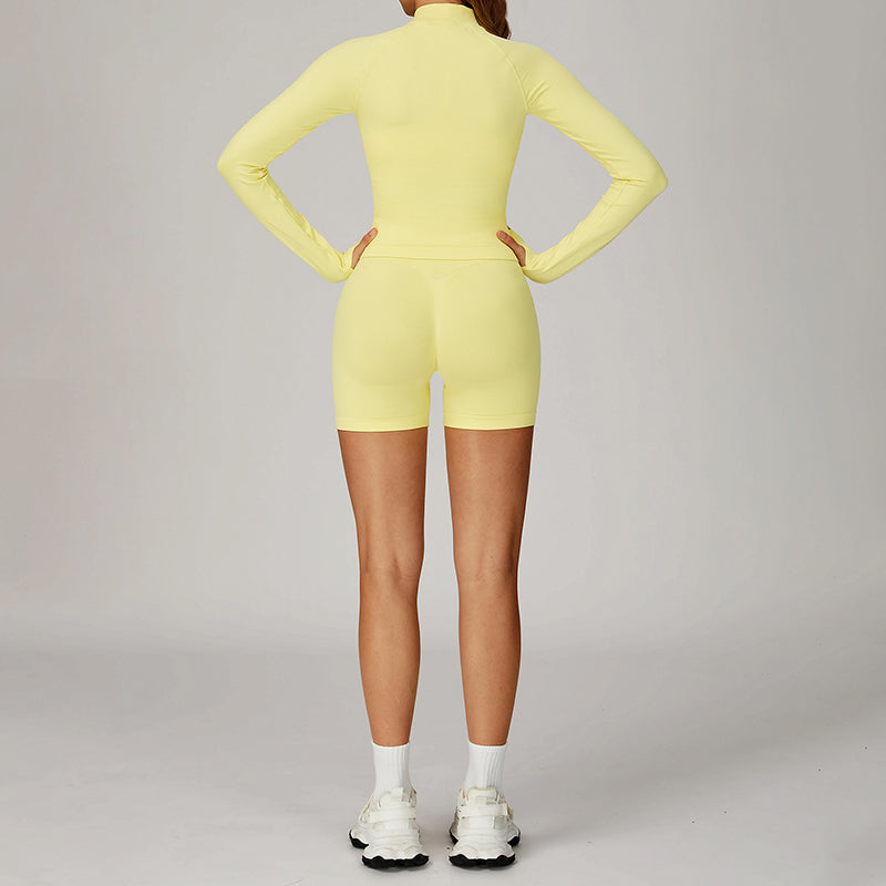 Snug-Fit Jacket + Butt-Lifting Shorts 2-Piece Set