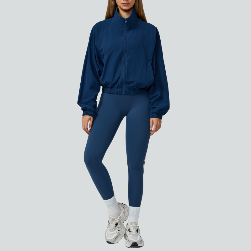 Racerback Sports Bra + high waist leggings +outdoor jacket 3-piece set