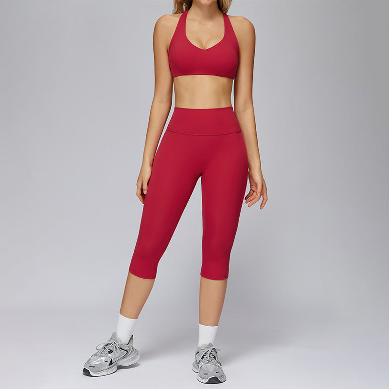 Sports bra+Mid-length leggings 2-piece set