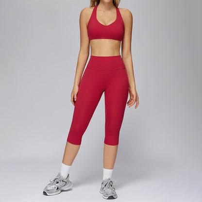 Wholesale Sports bra+Mid-length leggings 2-piece set | Wonderxfans bulk activewear