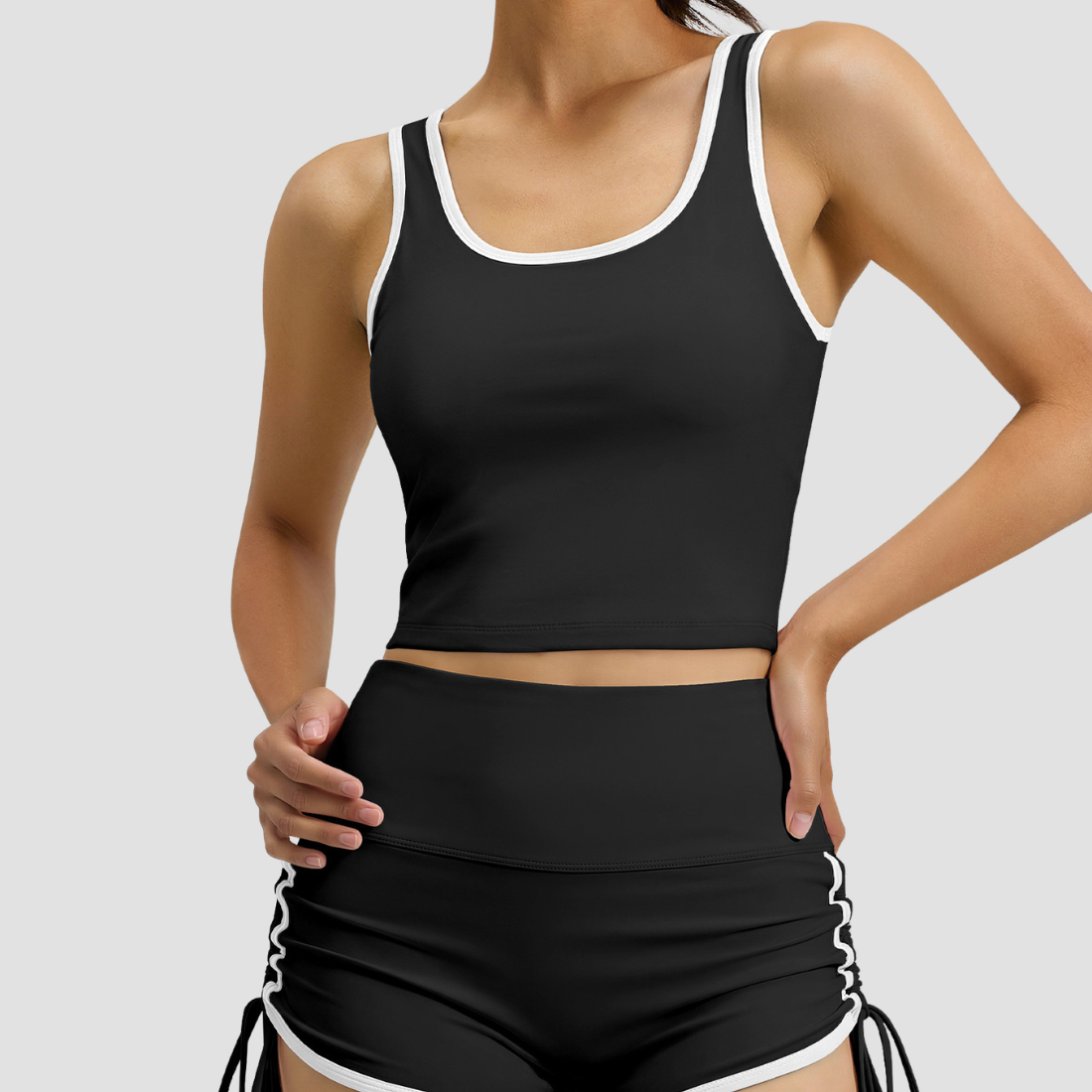 Wholesale Women's High-Support Sports Bra & Shorts Yoga Set w/ Chest Pad