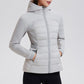Slim and lightweight down jacket with hood