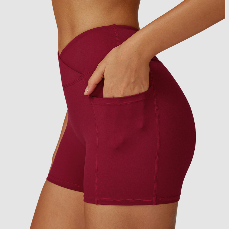 Wholesale women's solid color high-waisted shorts