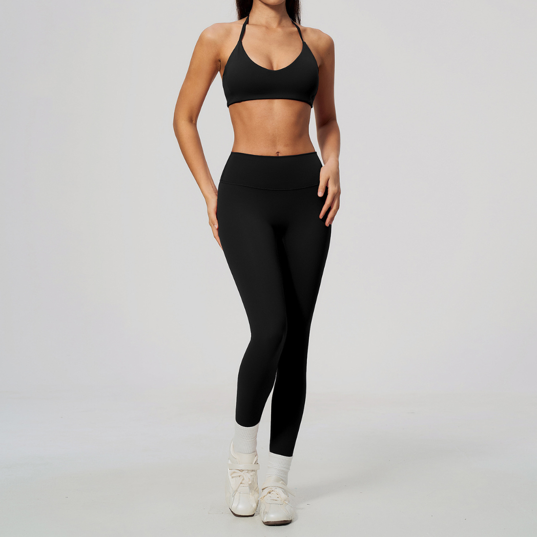 Wholesale Women's Activewear Brushed Padded Bra & Fitted Long-Pants Yoga Set