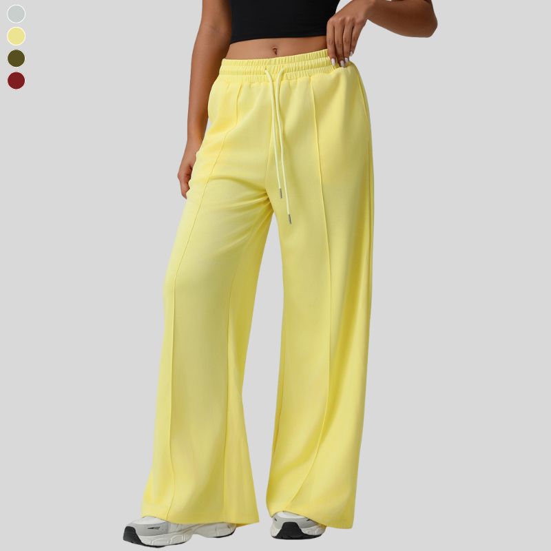 High-waisted drawstring wide-leg sweatpants