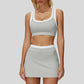 Contrast color sports bra + Anti-exposure short skirt