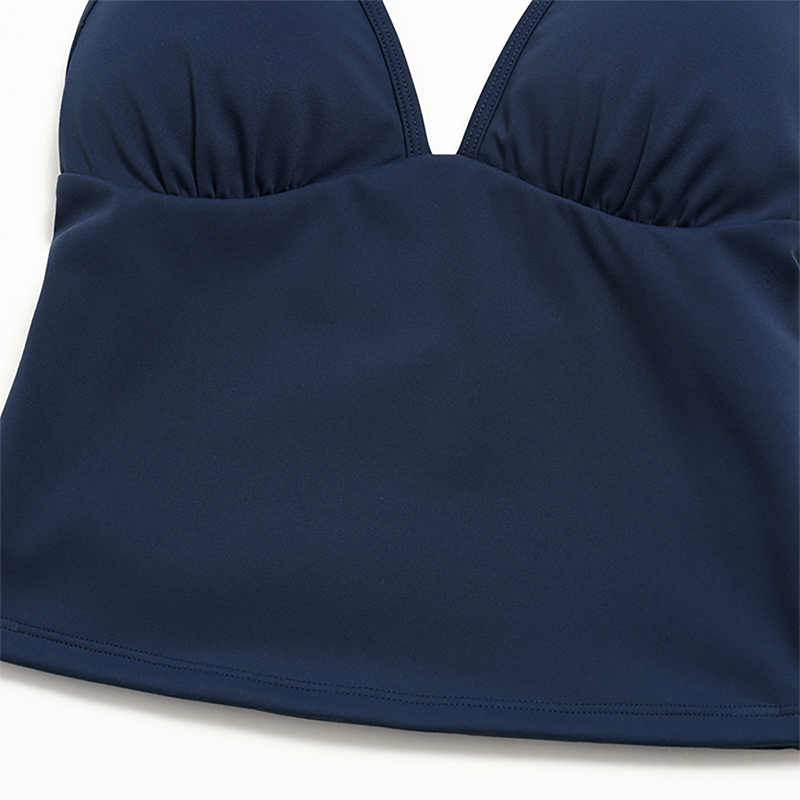 Wholesale Women's Halter Neck Yoga Set – Deep V-Neck Bra & High-Waist Shorts
