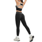 Women's contrasting color backless tank top + high-waisted leggings 2-piece set