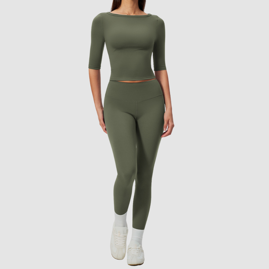 Wholesale Women’s Mid-Sleeve Top & High-Waist Leggings Yoga Set