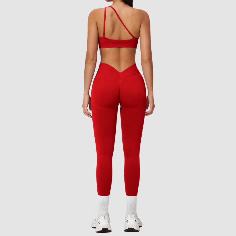 Wholesale Seamless One-Shoulder Sports Bra & High-Waist Leggings Set – Quick-Dry Yoga 2-Piece