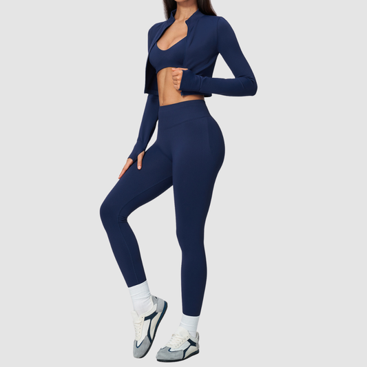 Wholesale Women's Bra, Leggings & Cardigan Yoga 3-Piece Set