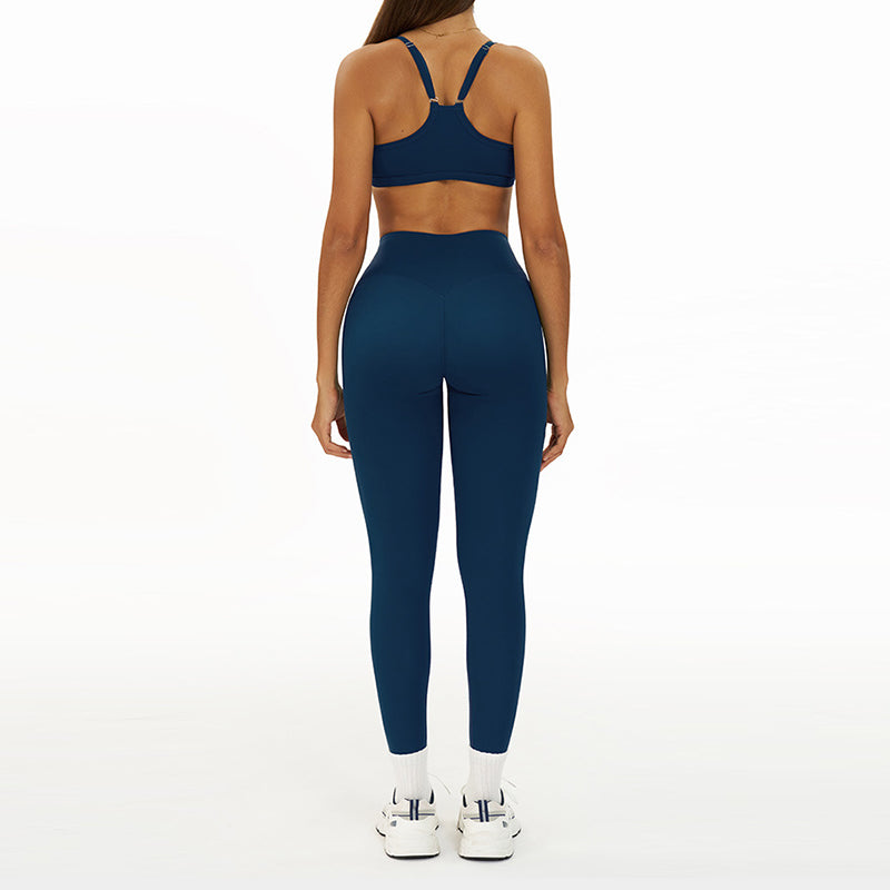 Thin straps Sports Bra + High-waisted leggings 2-Piece Set