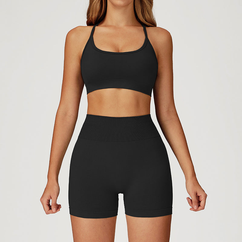 Quick-Drying Sports Bra + Butt-Lifting Shorts 2-Piece Set
