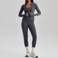 Women's Activewear Zip-up Long-Sleeve Jacket & Straight-Leg Pants Yoga Set