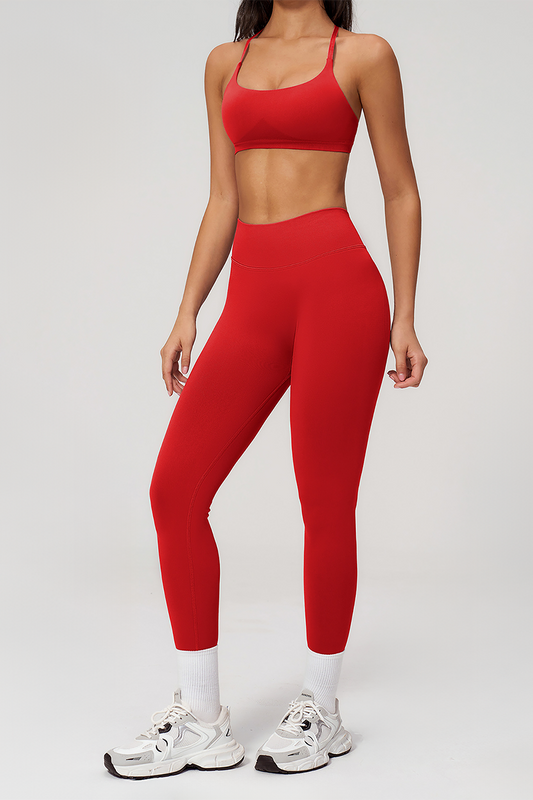 Wholesale Seamless Cross-Back Sports Bra & High-Waist Leggings Set – Naked-Feel Yoga 2-Piece