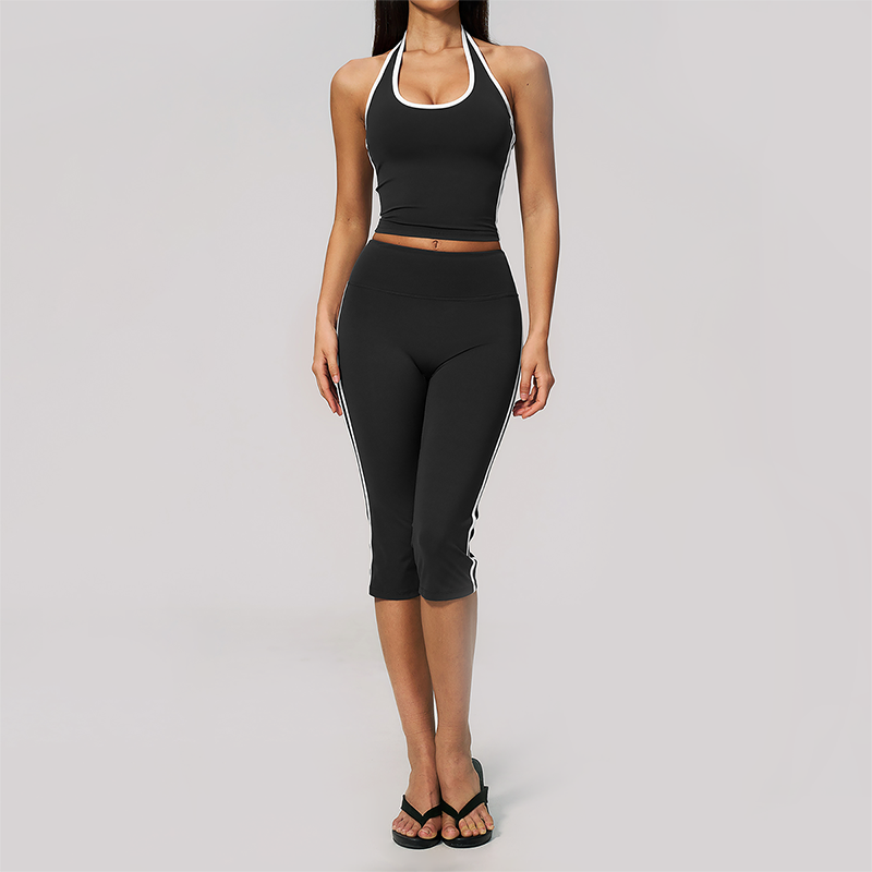 Wholesale Women's Cream-Feel Fleece Sleeveless Vest & High waisted cropped pants Set