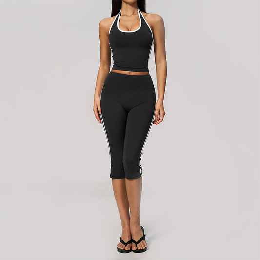 Wholesale Women's Cream-Feel Fleece Sleeveless Vest & High waisted cropped pants Set