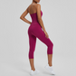 Wholesale V-neck halter top + high-waisted cropped pants set