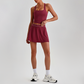 Wholesale Sleeveless Sports Top & Pleated Tennis Skirt Set – Quick-Dry Athletic 2-Piece with Built-In Shorts
