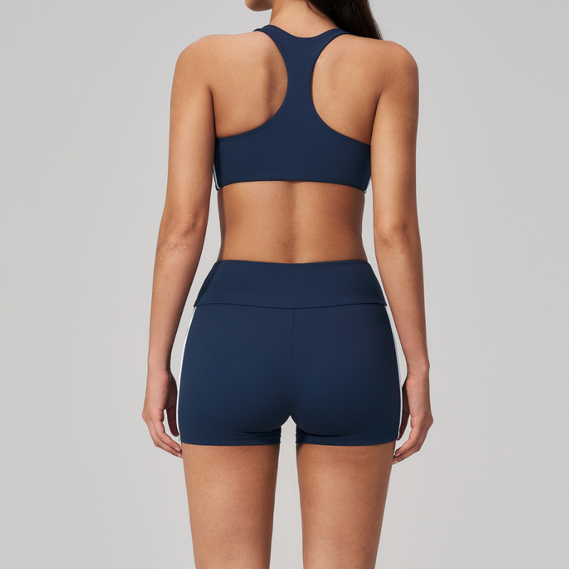 Wholesale Women's Brushed Short Sleeve Crop Top & Full-Length Leggings Set – Padded Yoga Fitness 2-Piece