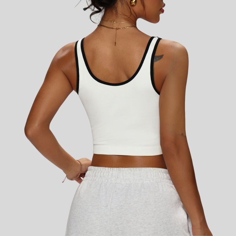 Contrast color U-shaped beautiful back Tank top