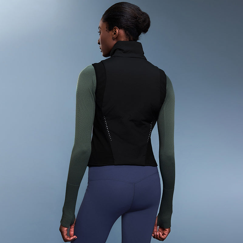 Light fleece-lined cropped stand-collar windproof vest