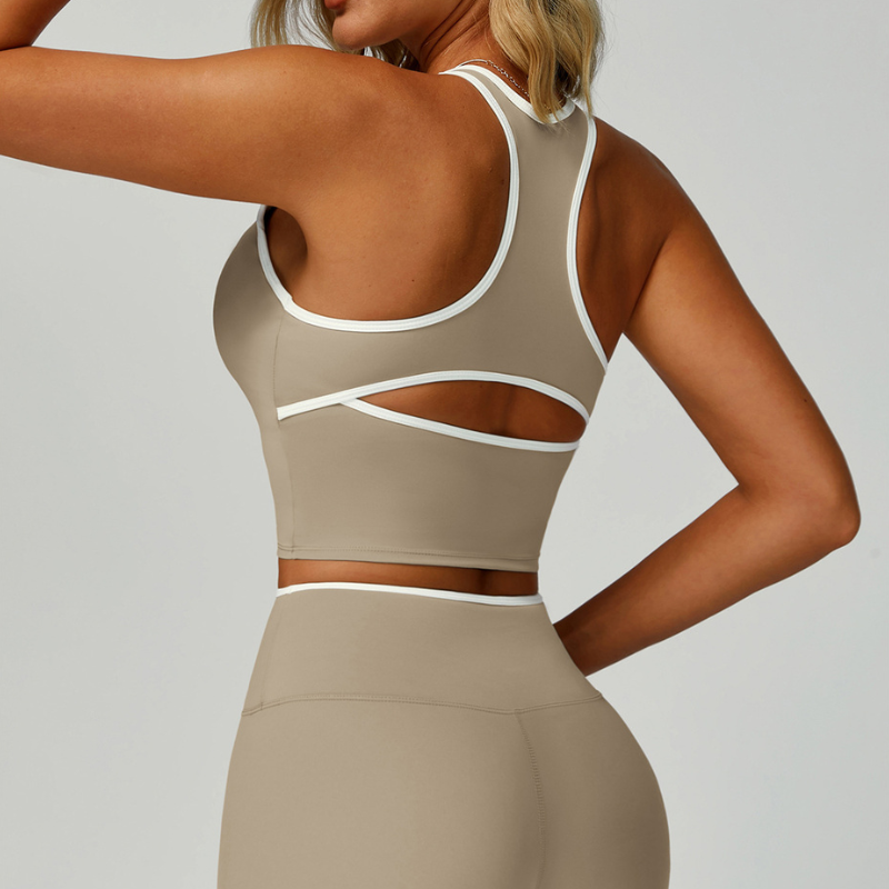 Wholesale Women's Color-Block Open-Back Sports Vest – Seamless Cutout Activewear